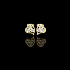 0.39 TCW Heart Outline Lab Diamond Cluster Stud Earrings with Trio Round Diamond Center For Love