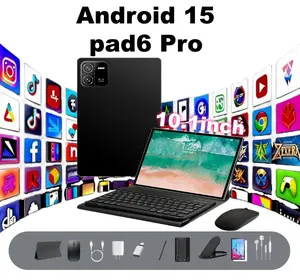 Pad6 Pro 10.1-inch Android 15 Tablet 8000mAh Battery 12GB RAM 128GB ROM Free Keyboard Mouse Stylus Protective Case Stand for Office Home Gaming Videos
