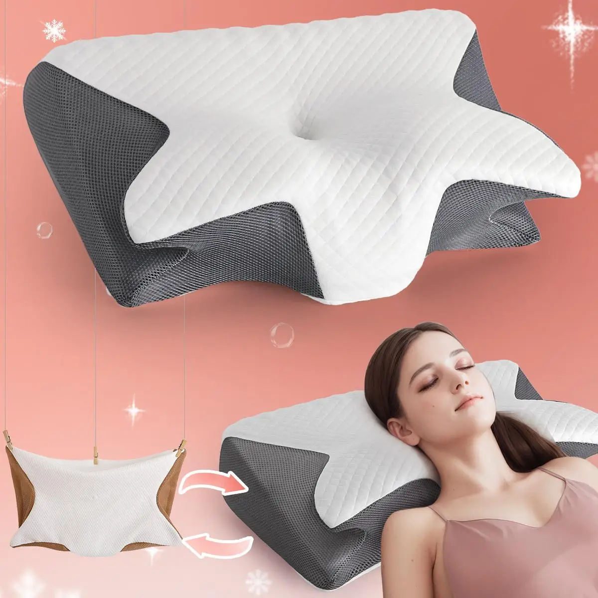 Memory Foam Neck Pillow with Pillowcase, 1 Counts Breathable Comfortable Neck Pillow, Bedroom Accessories Sleeping Pillow for Side Sleepers, Back Slee