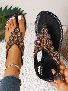 2026 New Women's Open Toe PU Leather Sandals, Bohemian Style, Comfortable and Versatile, Suitable for Various Occasions, Casual Textile Shoes