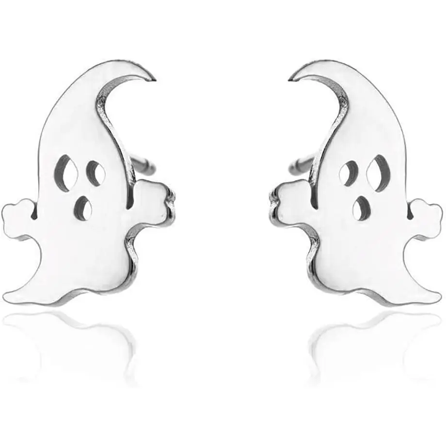 Small Ghost Stud Earrings for Women Stainless Steel   Cute Cartilage Tragus  Halloween Birthday  Party