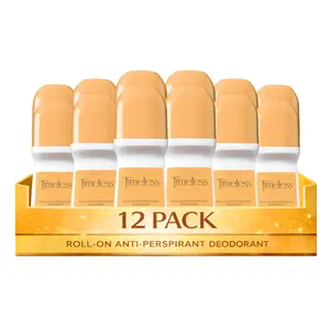 Timeless Roll-On Anti-Perspirant Deodorant for Men & Women Pack of 12 (2.6 fl oz / 75ml Each) | 24-Hour Odor Protection | Cardamom, Jasmine & Patchouli