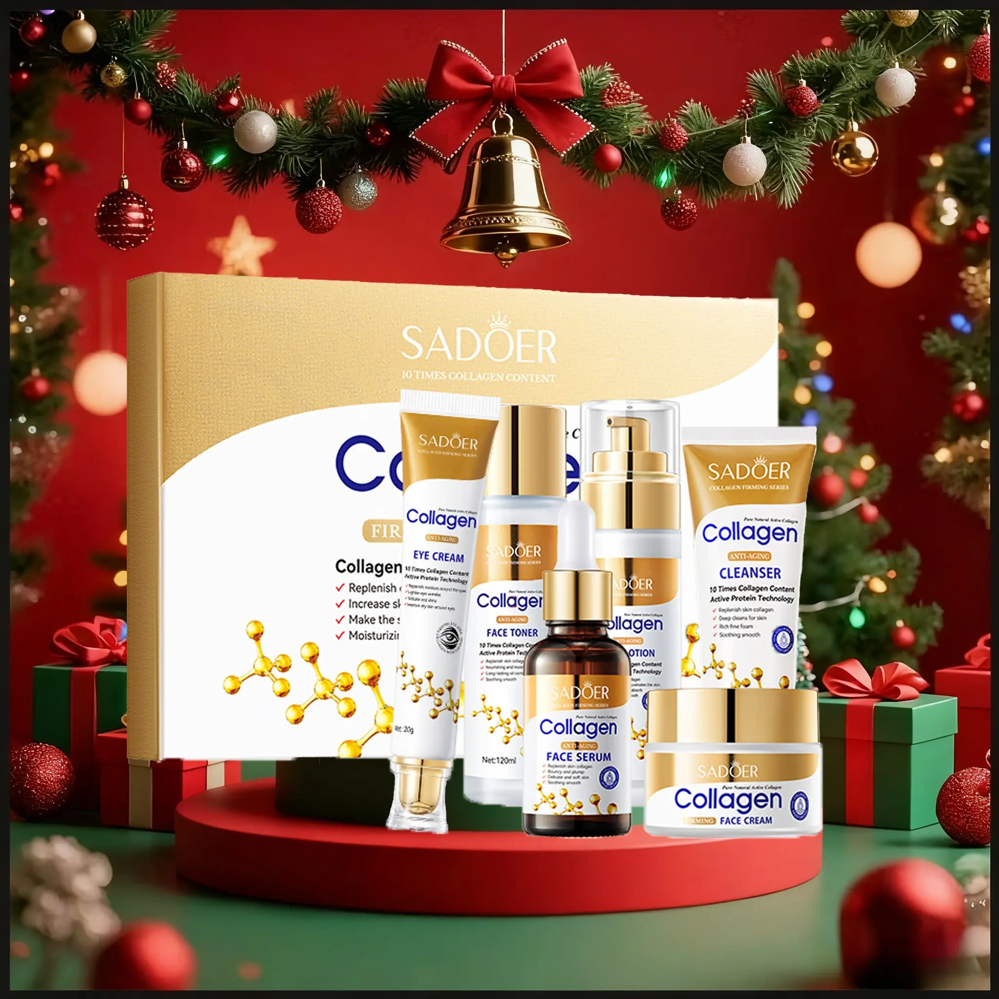 Collagen Firming Skincare 6-piece Set, Hydrating and Moisturizing Kit for Plump, Firm Skin, Collagen Lift Kit