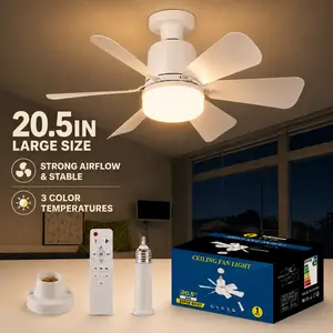 20.5in Plug-in Ceiling Fan Light with Remote Control, Strong Airflow & Stable Pure Copper DC Motor, Variable-Speed Energy-Saving Quiet Operation with Adjustable Lighting and Timer Function, Home Decor Atmosphere Lighting