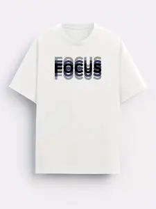 Unisex Trendy Letter Print Crew Neck T-Shirt, A Must-Have for Style Enthusiasts! Gradient FOCUS Design, Ultra Stylish & Streetwear-Inspired! Minimalist yet Versatile!