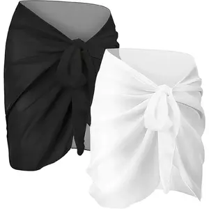 2PCS Sarong Wraps for Women, Beach Cover Ups for Women, Chiffon Sarong Swimsuit Coverup for Pool, Summer Wear