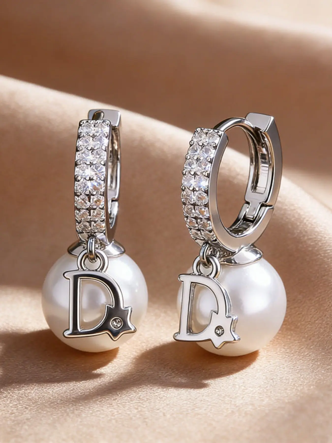 Elegant Copper Zirconia Earrings with Artificial Pearl Design, Fashionable Ear Cuffs for Women, Perfect for Stylish, Earrings Jewelry