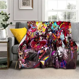 2025 New H-Helluva Boss Blitzo Cartoon Soft Blanket,Soft Throw Blanket for Home Bedroom Bed Sofa Picnic Travel Cover Child GiftFather's Day, Thanksgiving, Halloween, holiday gifts for family and friends