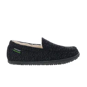 Minnetonka Eco Elm 4609 Womens Black Canvas Moccasin Slippers Shoes