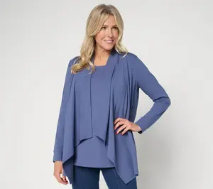 Denim & Co. Essentials Petite Perfect Jersey Draped Cardigan
