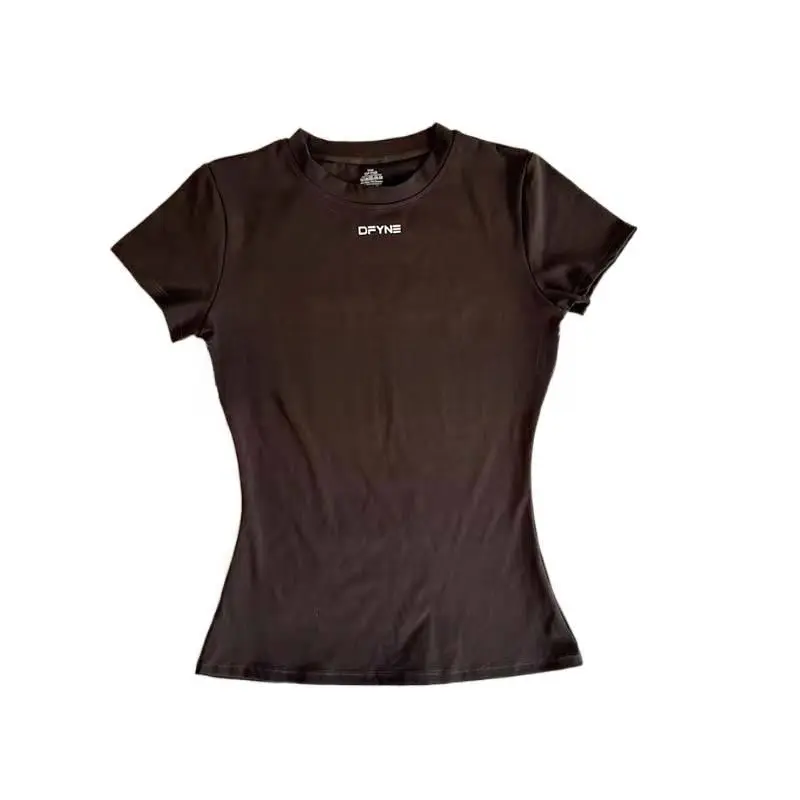 DFYNE Women's Slim Fit Workout T-Shirt - Quick Dry Crew Neck Short Sleeve Athletic Top