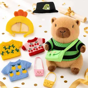 10.2-Inch Capybara Plush with 9 Pcs Dress-Up Clothes & Accessories, Cute Capybara Stuffed Animal Toy, Birthday & Graduation Gifts for Girls/Boys, Christmas Plushies