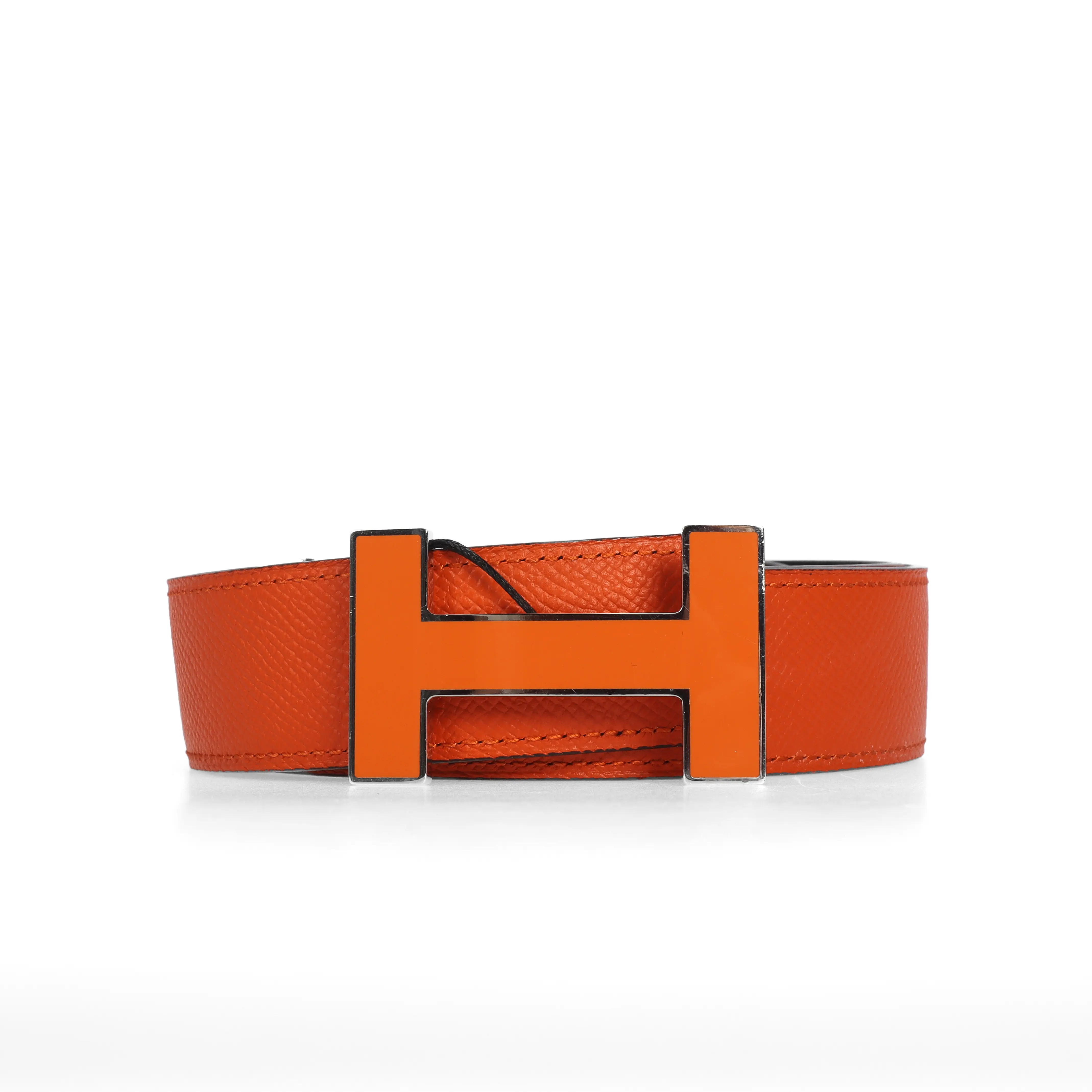 Pre-owned Hermès H Size 90 Orange Calfskin Belt 77136978