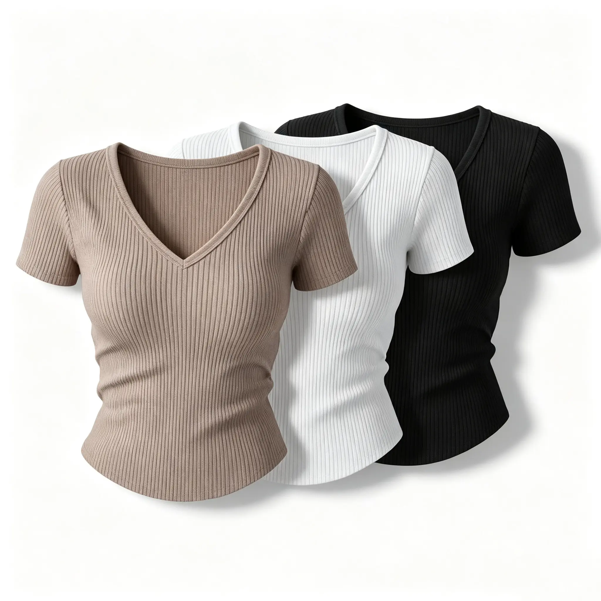 3 Pack Women's Short Sleeve Cotton T-Shirts V Neck