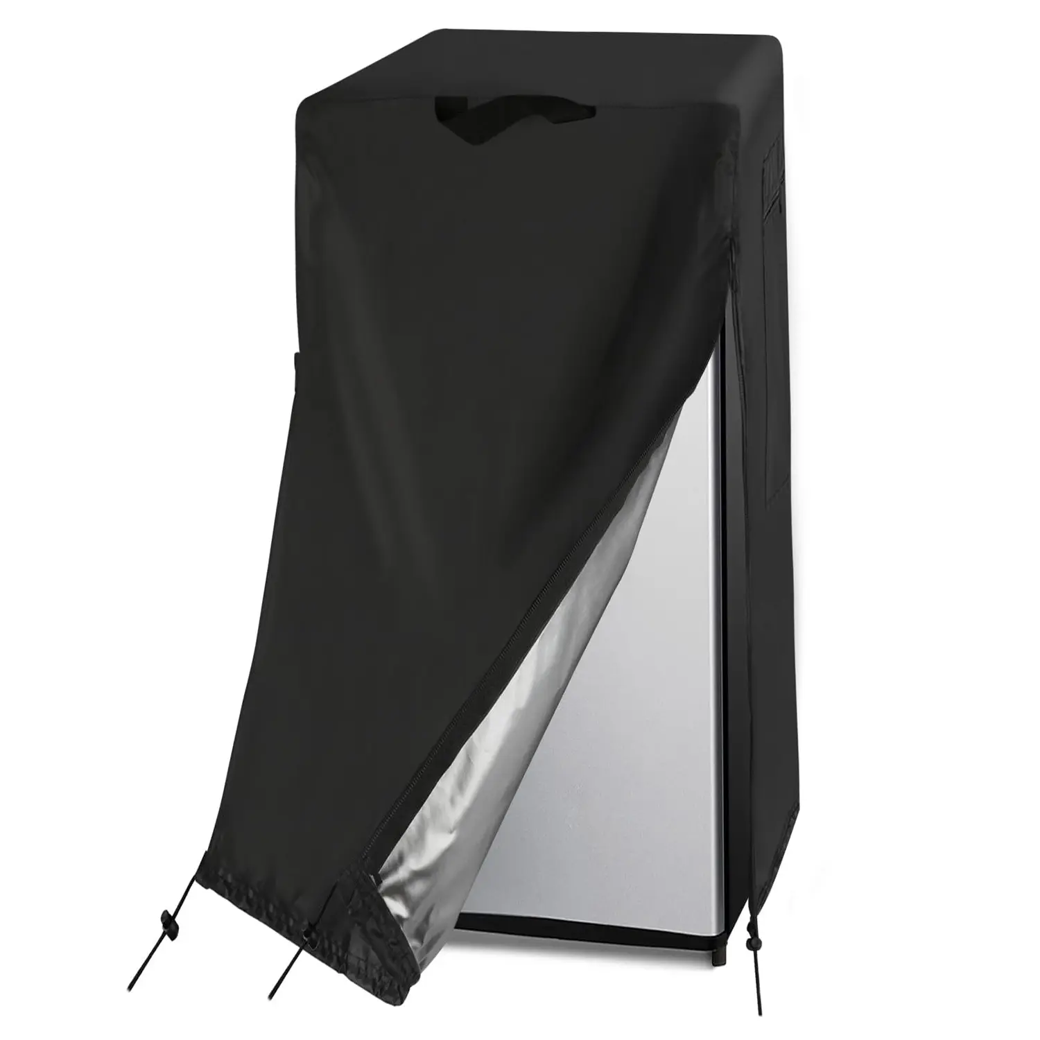 7.5 Cu Ft Outdoor Upright Fridge & Beverage Cooler Cover, 23W Heavy-Duty Oxford Fabric, Waterproof, Dustproof, Drawstring, Easy-Cleaning, 23x23x56 in Kitchen Specialty Utensil