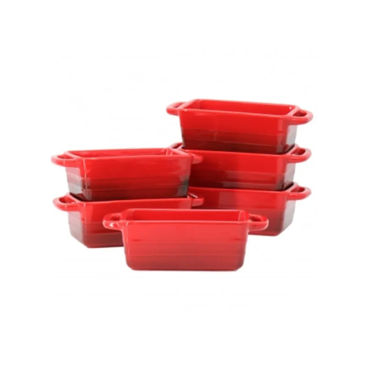 Crock Pot 139398.01 Appleton 12 oz Mini Loaf Pan Baker Set - 6-Piece Gradient Red Baking Set with Handles, Glossy Oven-Safe for Baked Desserts
