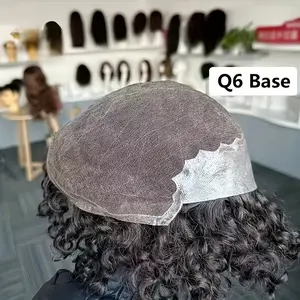 New 2025 Arrivals Men's small curled hair, genuine human hair, natural black, replacement system wig, soft, all-Swiss lace