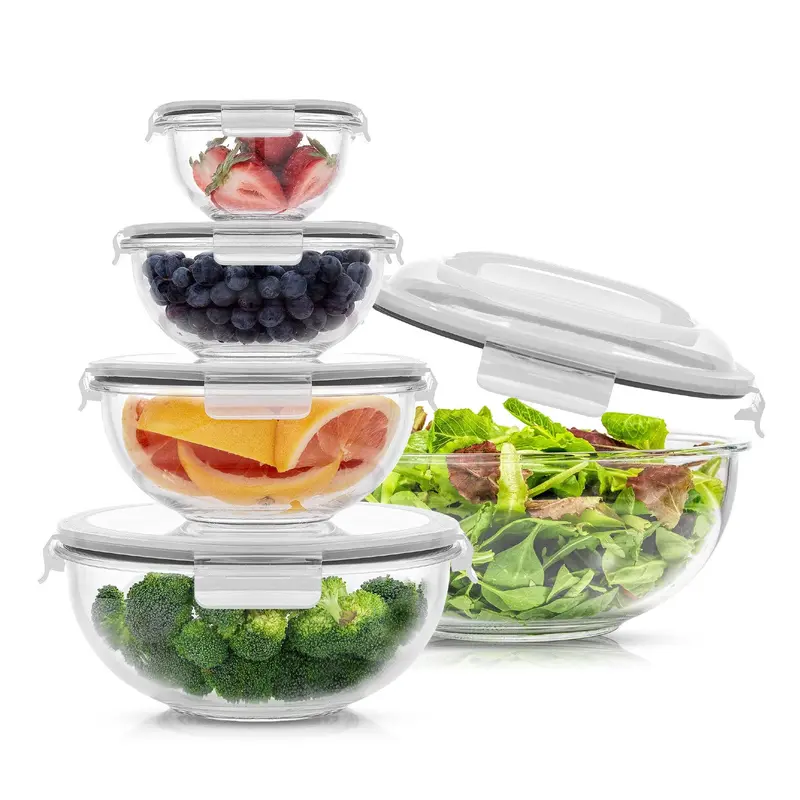 JoyFul Borosilicate Glass Mixing Bowl Set With Airtight Lids