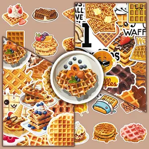 50 Waffle Cartoon Cute Food Dessert Personality Creative DIY Scrapbook Phone Case Stickers