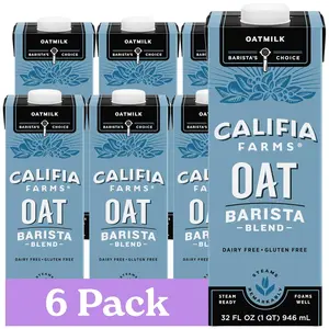 Farms Oat Barista Blend Oat Milk, 32 Oz (6), Shelf Stable, Dairy Free, Plant Based, Vegan, Gluten Free, Non GMO, High Calcium, Milk Frother, Creamer, Oatmilk