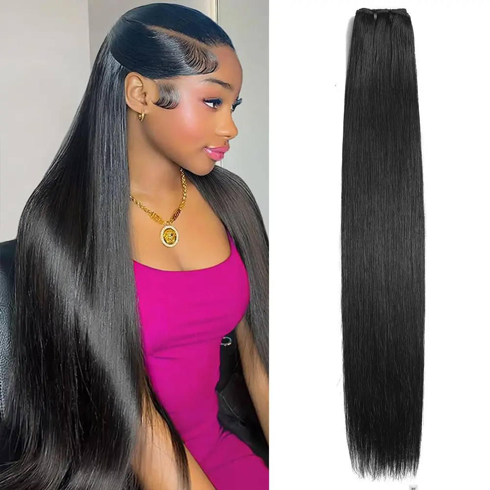 CHICHIFLOW Straight Human Hair Bundles 16 18 20 Inch Trippy Hair Quick Weave 3 Bundles Human Hair 100% Unprocessed Raw Brazilian Virgin Hair Extensions for Black Women Natural Color