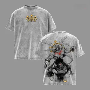 Manga Jujutsu Kaisen Fushiguro Megumi Mahoraga Print Tee Men Women Clothing Washed Cotton T-shirt Casual T Shirt Harajuku Tshirt