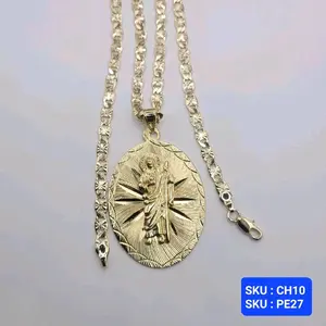 Saint Jude Pendant with Chain 24 Inches 5mm Laminated Gold Jewelry.