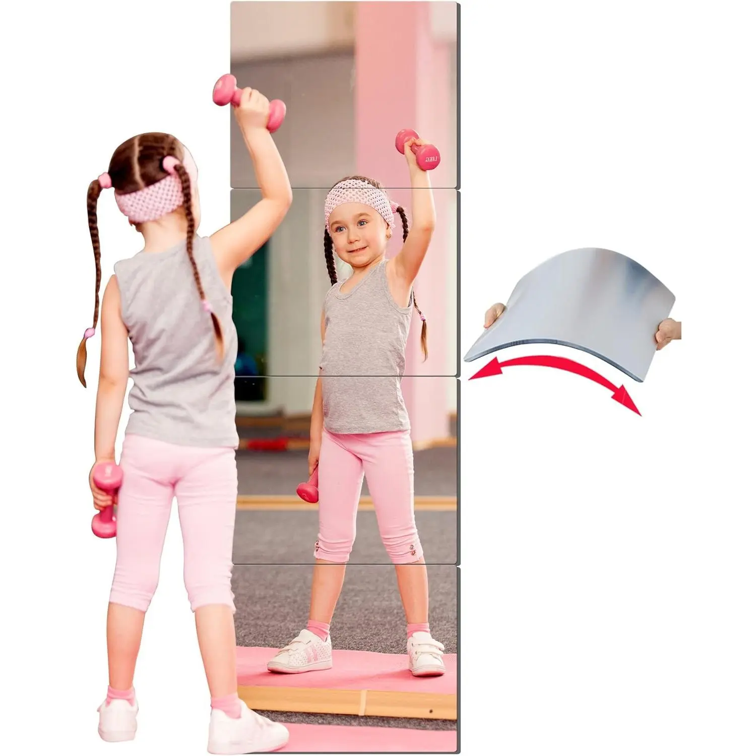 Safety Unbreakable Mirror Super Thick 0.14'' 4 Pack 14'' x14'', shatterproof Mirrors, Non Glass  Mirror Home Gym Mirrors Full Length Wall