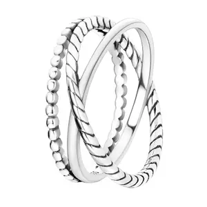 Minimalist 925 silver-plated Interlocking Ring Everyday Jewelry