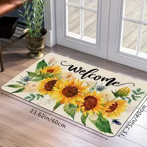 [Decorative Door Mat] 1pc, welcome sunflower spring and summer decoration entrance door mat, non-slip holiday universal decorative floor mat, bedroom, living room, bathroom toilet home decoration Mat, washable home decoration Mat