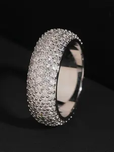 Father's Day Mother's Day gift, simple ice-cold full diamond 5-row stone ring ring, men's and women's trend jewelry