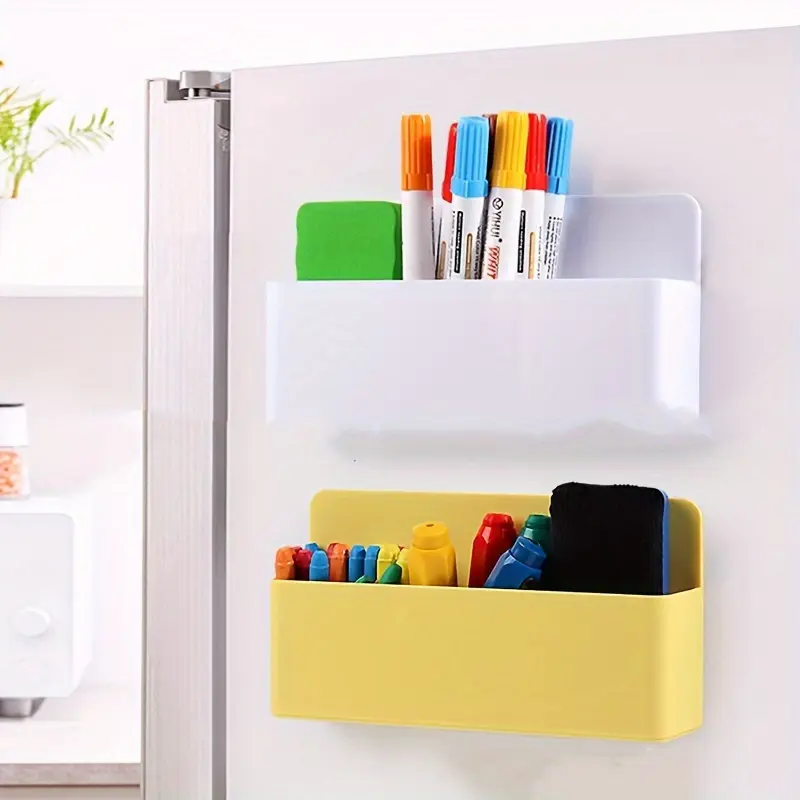 1Pc Magnetic Writing Board Stationery Storage Box, Magnetic Refrigerator Sundry Storage Box, Office and Home Multi-functional Plastic Storage Pen Holder, Desk Organizer