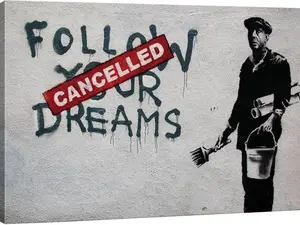 Canvas Print Wall Art Banksy Cancelled Follow Your Dreams Graffiti & Street Art Pop Culture Illustrations Pop Art Bohemian Dark for Living Room, Bedroom, Office SHJY-01169