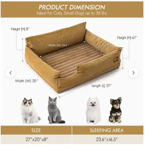 Comfort Orthopedic Dog Sofa Bed for Small Dogs and Cats – Water-Resistant, Washable Cover & Nonslip Bottom, Orthopedic Egg-Crate Foam Design
