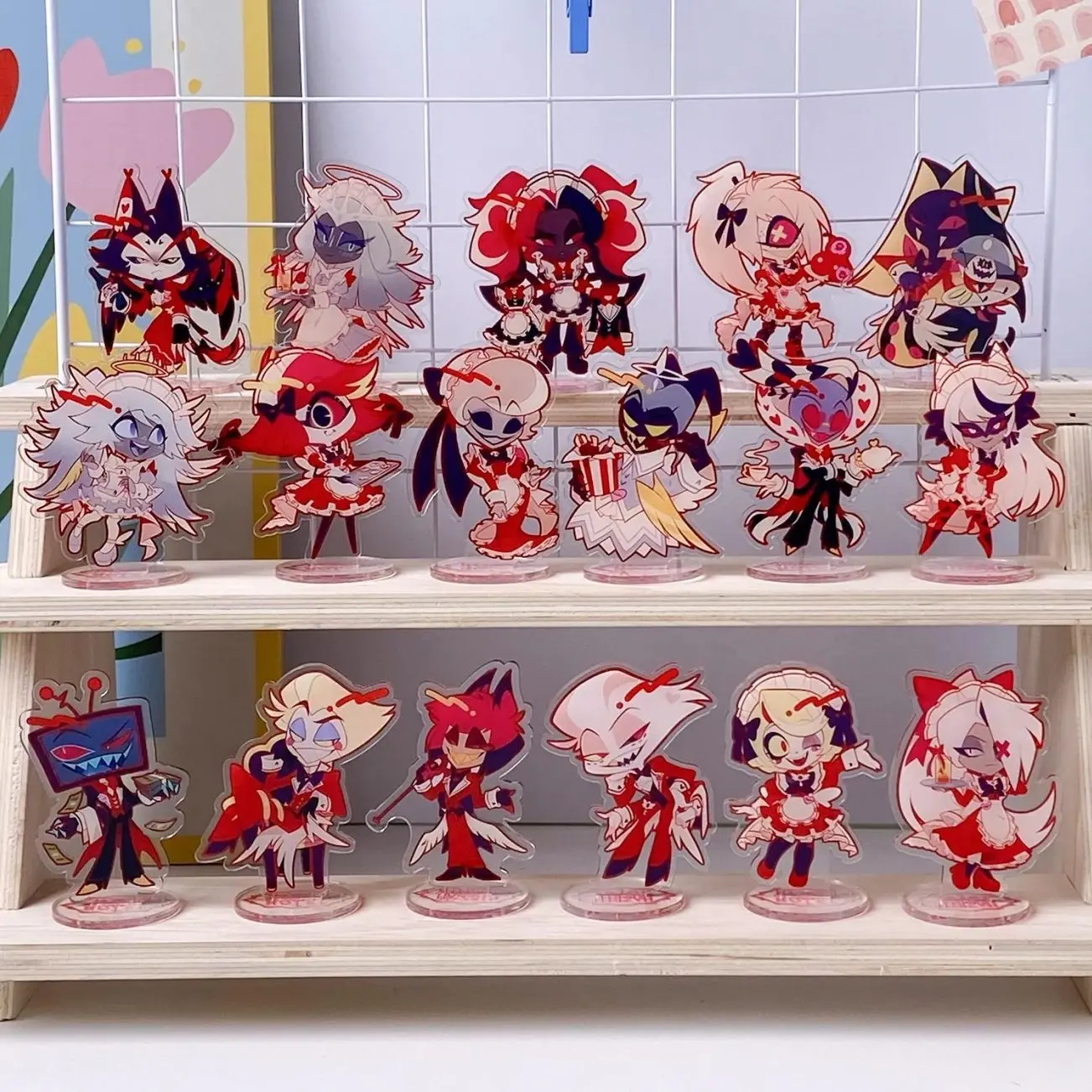 17 ops Hazbin Hotel Chibi Style Acrylic Standee| VOX, Alastor, Lucifer, Angel Dust, Husk, Charlie, Vaggie and more Characters