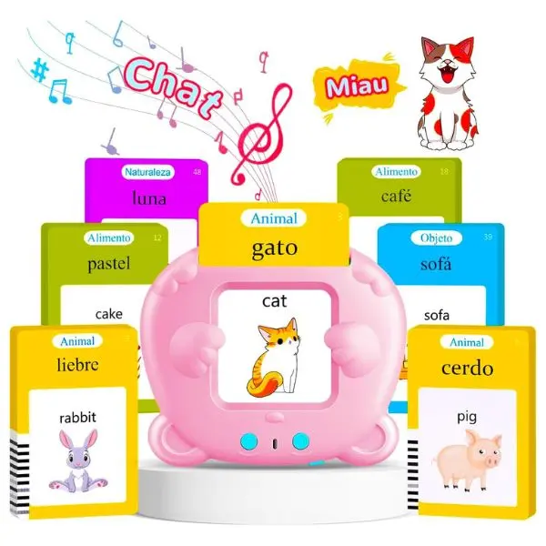 Bilingual Talking Flash Cards for Toddlers – Spanish & English Learning Toy with 224 Sight Words, Montessori Speech Therapy & Sensory Educational Toy, Perfect Birthday Gift for Kids