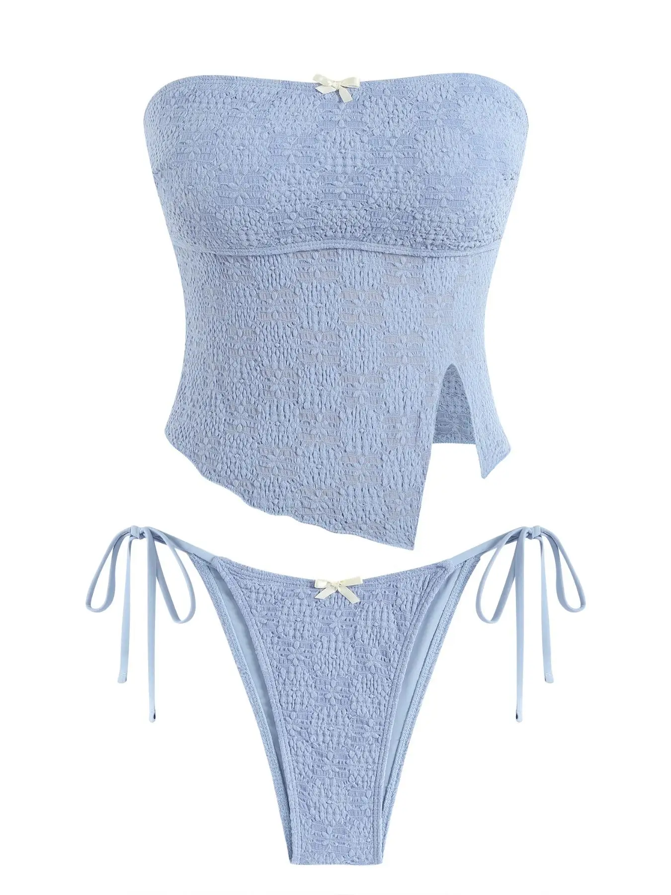 Women's Summer Beach Floral Leaves Halter Tied Tank Style Full Coverage Bikini Tankini Set Two Piece Bathing Suits Lace Asymmetrical Slit Bowknot Deco