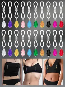 1Pair Cute Teardrop Rhinestone Fake Nipple Rings For Women for Daily Decoration Fake Nipple Piercing Silicone Nipple Noose Nipple Cuff Non Piercing Nipple Rings Dangle Teardrop Fake Nipple Jewelry