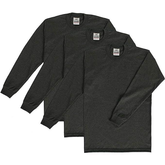 3 Pack Pro Club Men's Heavyweight Long Sleeve T-Shirt