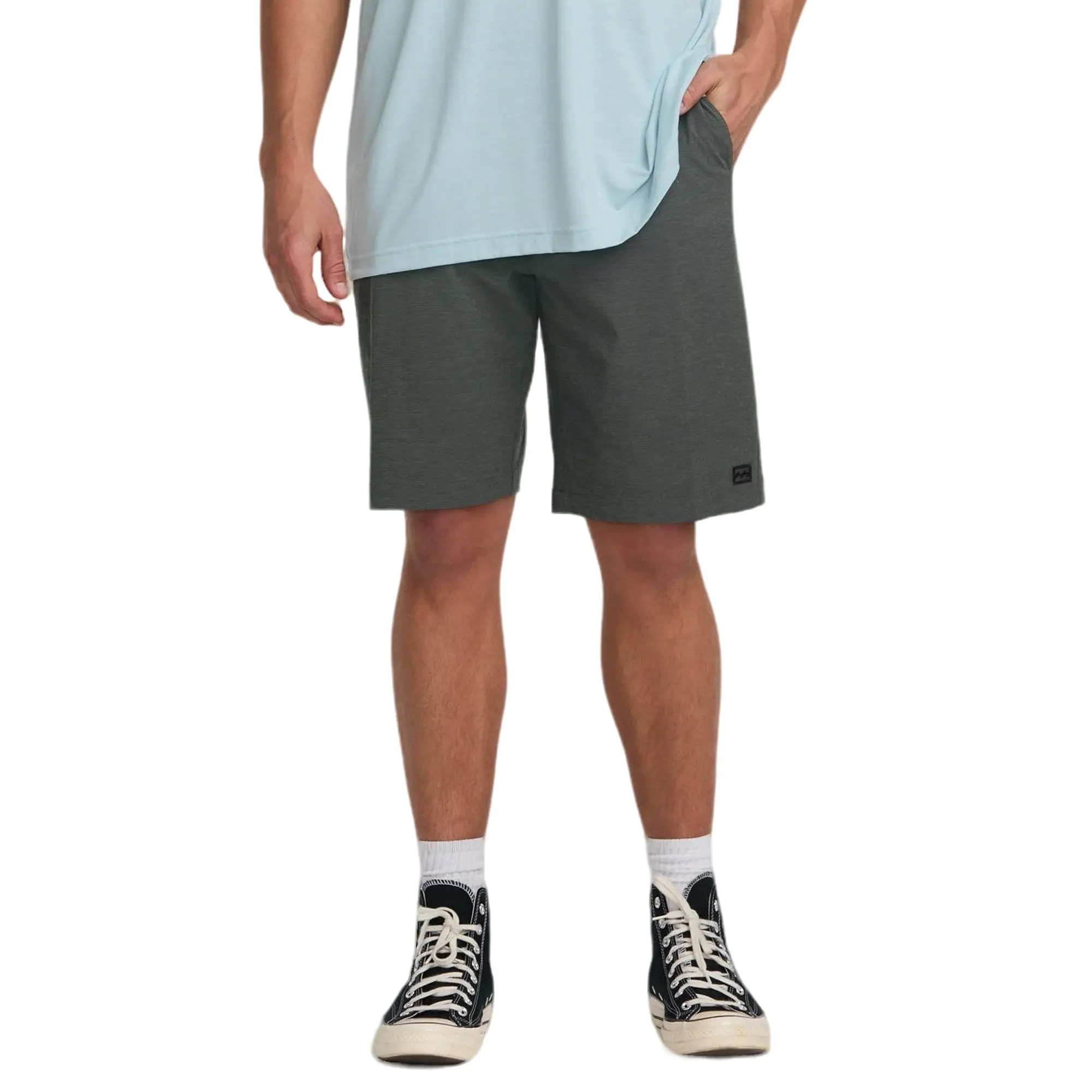 BILLABONG | Men's Crossfire Submersible 21" Hybrid Shorts, Quick Dry Striped Swim Shorts, Relaxed Straight Fit, Fixed Waist - Asphalt