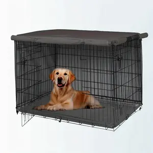 Dog Crate Cover, 1 Count Waterproof UV Protection Dog Crate Cover, Breathable Mesh Window Portable Indoor Outdoor Canopy for Warmth