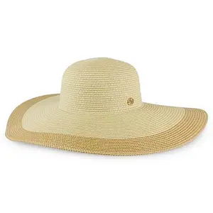 Adrienne Vittadini Color Block Brim Straw Floppy Hat