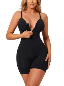 Seamless Comfort Zipper Front Bodysuit, Waist Cinching Breast Enhancing Butt Lifting, Sexy Casual All-Season Wear, Women's Shapewear