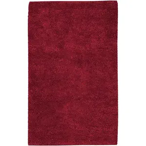 Frederika Solid Dark Red Wool Shag Rug - Clearance