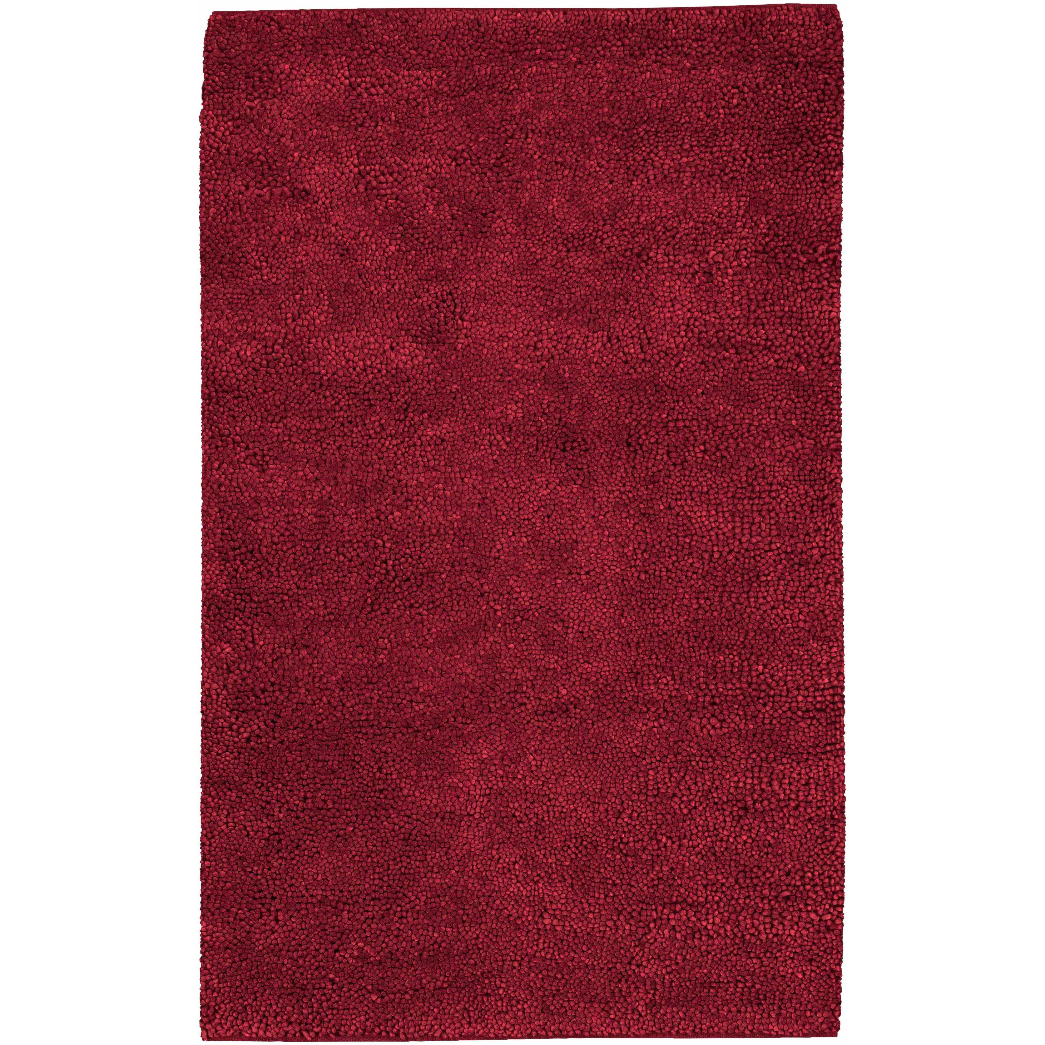 Frederika Solid Dark Red Wool Shag Rug - Clearance