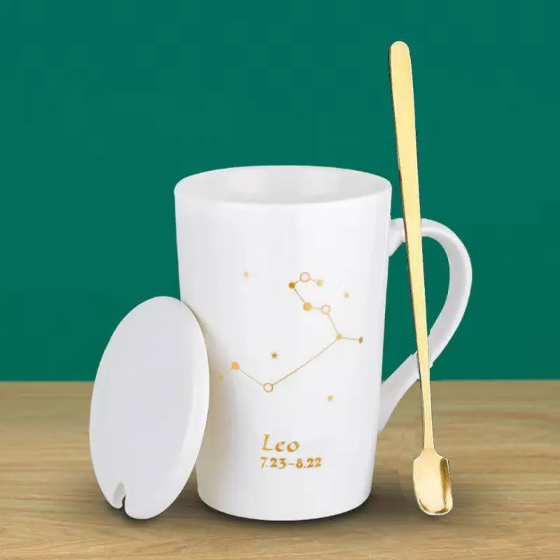 Zodiac Astrology Mug with Lid — Ceramic Horoscope Ritual Cup