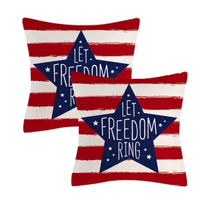 2PCS Independence Day Decorative Throw Pillows, American Country Style Decorative Pillow Covers, Indoor and Outdoor Cushion Covers, Linen Pillowcases for Memorial Day and Independence Day, Suitable for Sofas, Living Rooms and Bedrooms