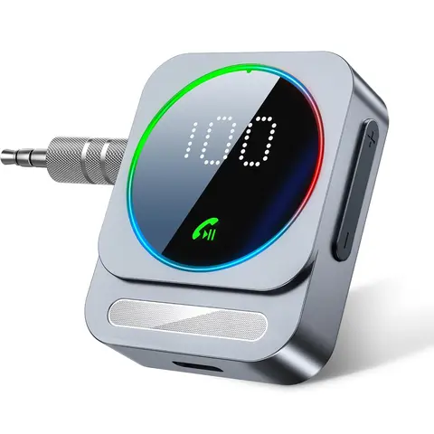 Wireless Bluetooth-compatible 5.3 Aux Adapter Receiver Stereo Audio Output 3.5mm for Car Audio System, Hands-Free Calling, Plug and Play for Home Stereo and Wired Headphones
