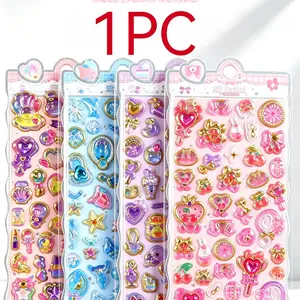 3D Gemstone Stickers, Shiny Jewelry Stickers, Self-Adhesive Heart Bow Cherry Stickers, DIY Phone Case Album Diary Party Gifts Toys for Girls