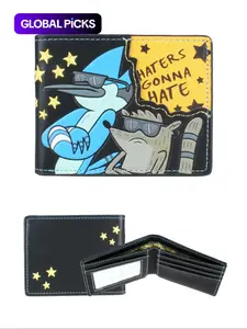 Men's Vintage Colorblock Cartoon Star Graphic Short Bifold Wallet, Creative Casual PU Leather Card Holder, Fashionable Wallet for Daily Use, Card Wallet, Vintage Style Wallet